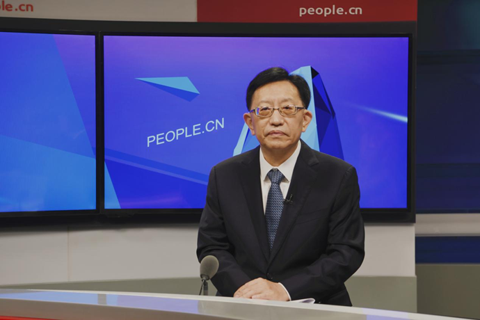 中國節(jié)能環(huán)保集團(tuán)有限公司黨委書記、董事長宋鑫做客人民網(wǎng)。人民網(wǎng)記者 王曉嘯 攝